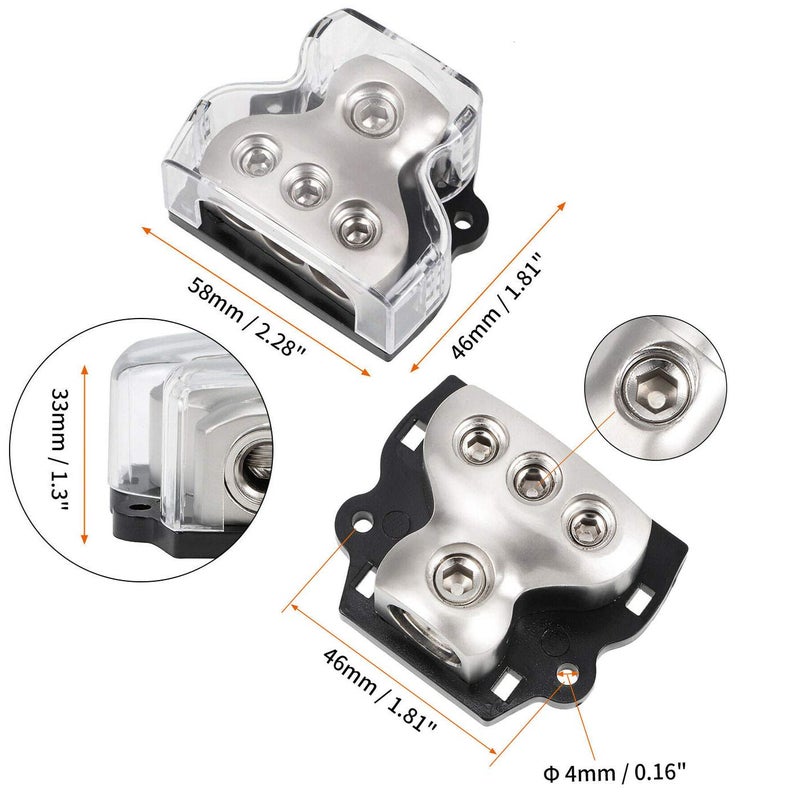 VonSom 3 Way Power Distribution Block, 1x 0 Gauge in / 3X 4 Gauge Out Amp Power Distribution Ground Distributor Connecting Block for Car Amplifier Audio Splitter 2 Pack - Image 5